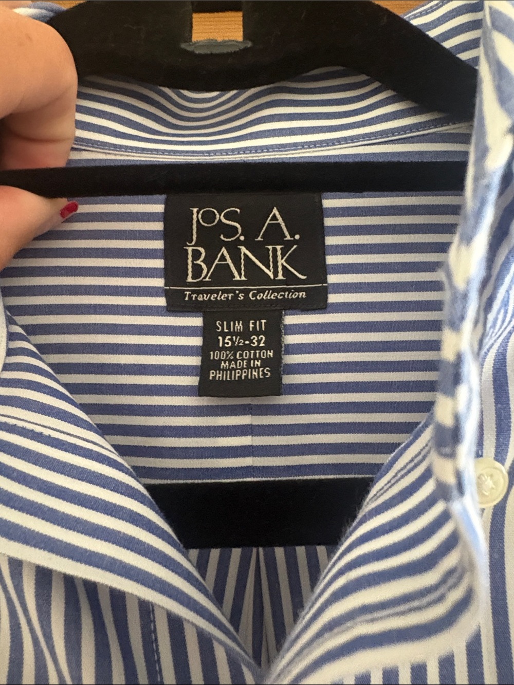 Jos. A. Bank Blue and White Striped Men's Dress Shirt